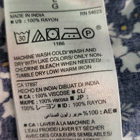 Old Navy Blue & White Floral Rayon Long Sleeve Midi Dress Women's Large - Picture 7 of 9